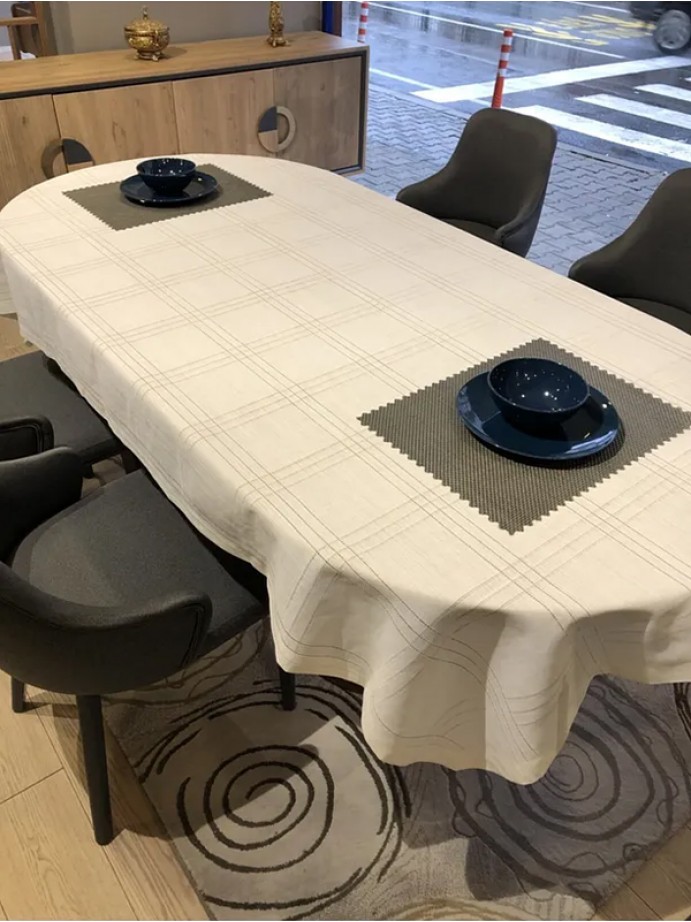 Keten Antikalı Dertsiz Masa Örtüsü 150x150