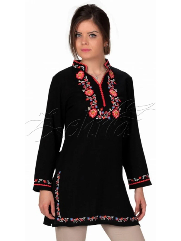 Gülçin Tunik Şile Bezi - Siyah Gülçin Tunik Şile Bezi - Siyah